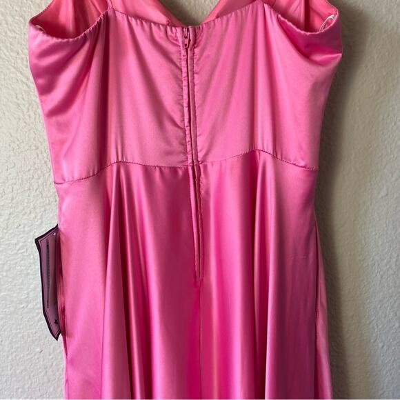 B. Darlin New Pink Satin Slip Dress Formal Gown Size 13 - Picture 5 of 8
